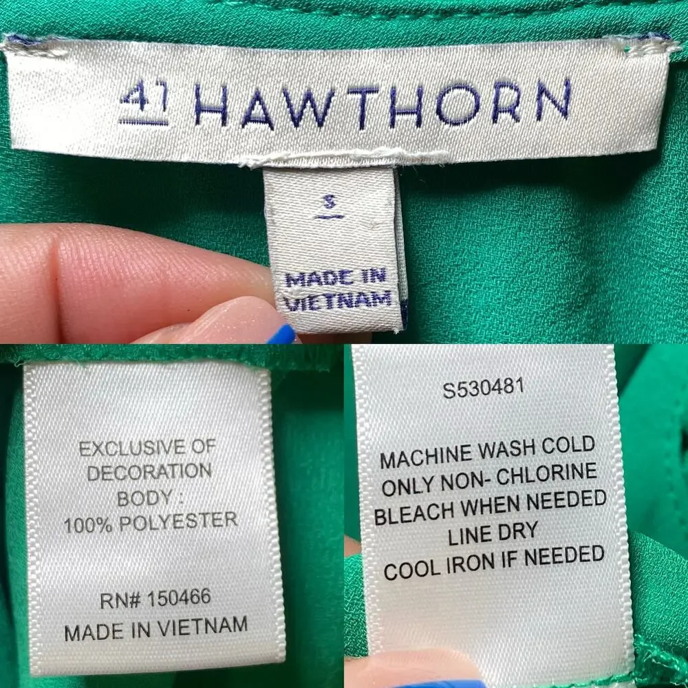 41 Hawthorn Light Green Sleeveless Blouse Embroidered V Neck Small - Picture 14 of 17